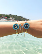 Gold Evil Eye Bracelet Set, Evil Eye Bangle Bracelet, Zircon Evil Eye Bead - Evileyefavor