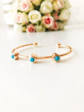 Rose Gold Bangle Bracelet, Turquoise Bead Bracelet, Bangles - Evileyefavor