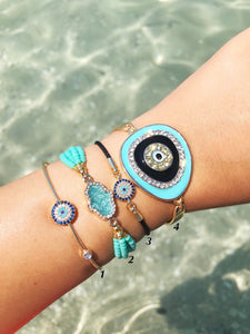Evil Eye Bracelet Set, Gold Bangle Bracelet, Hamsa Seed Beads Bracelet - Evileyefavor