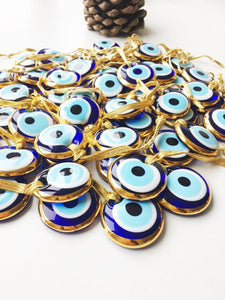 1 pc Gold Evil Eye Bead, Greek Evil Eye, Wedding Favors, Protection Gift