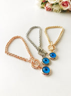 Evil Eye Chain Bracelet, Rose Gold Silver Link Chain Bracelet, Cuban Chain Bracelet - Evileyefavor