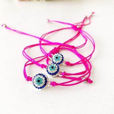 Evil Eye Bracelet, Pink String Bracelet, Adjustable Thread Bracelet - Evileyefavor