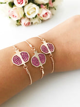 Pomegranate Bracelet, Adjustable Rose Gold Bracelet, Lucky Zircon Bracelet - Evileyefavor