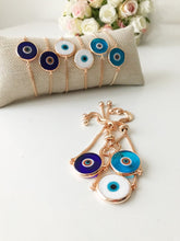 Murano Glass Evil Eye Bracelet, Adjustable Rose Gold Bracelet, Murano Charm - Evileyefavor