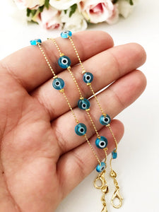 Minimalist Evil Eye Bracelet, Gold Chain Bracelet, Turkish Evil Eye - Evileyefavor