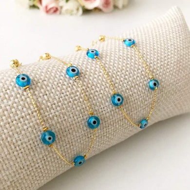 Minimalist Evil Eye Bracelet, Gold Chain Bracelet, Turkish Evil Eye - Evileyefavor