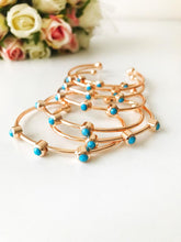 Rose Gold Bangle Bracelet, Turquoise Bead Bracelet, Bangles - Evileyefavor