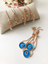 Murano Evil Eye Bracelet, Adjustable Rose Gold Bracelet, Greek Jewelry - Evileyefavor