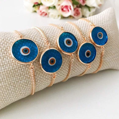 Murano Evil Eye Bracelet, Adjustable Rose Gold Bracelet, Greek Jewelry - Evileyefavor