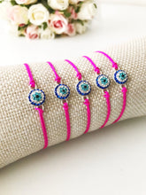 Evil Eye Bracelet, Pink String Bracelet, Adjustable Thread Bracelet - Evileyefavor