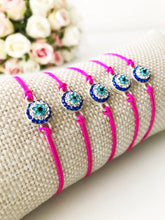 Evil Eye Bracelet, Pink String Bracelet, Adjustable Thread Bracelet - Evileyefavor