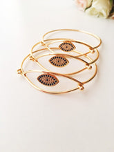 Evil Eye Bracelet, Gold Bangle Bracelet, Clover Bracelet - Evileyefavor