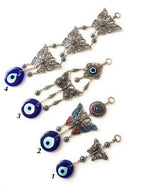Butterfly wall hanging with evil eye beads - Evileyefavor