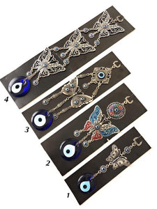 Butterfly wall hanging with evil eye beads - Evileyefavor