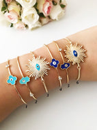 Evil Eye Bangle Bracelet, Hamsa Bangle Bracelet, Evil Eye Jewelry Set - Evileyefavor