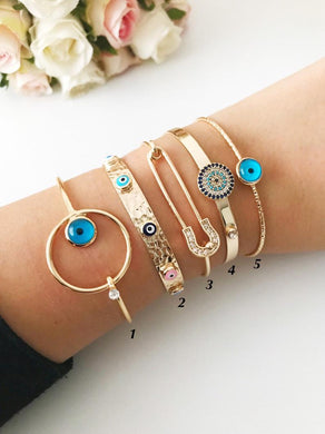 Gold Bangle Bracelet, Evil Eye Jewelry, Bangle Bracelet Set - Evileyefavor