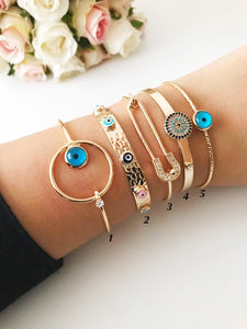 Gold Bangle Bracelet, Evil Eye Jewelry, Bangle Bracelet Set - Evileyefavor