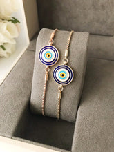 Turkish Evil Eye Bracelet, Adjustable Enamel Bracelet, Rose Gold Bracelet - Evileyefavor