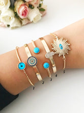 Bangle Bracelet, Blue Evil Eye Bracelet, Hamsa Bracelet - Evileyefavor