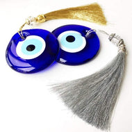 Blue evil eye beads, 7cm, blue wedding favors, evil eye bead with tassel, Greek