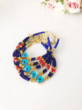 Blue Evil Eye Bracelet, Seed Beads Bracelet, Miyuki Bead Bracelet, Greek Bracelet - Evileyefavor