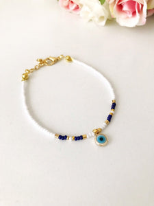 Evil Eye Bracelet, Seed Beads Bracelet, Greek Evil Eye Jewelry - Evileyefavor