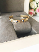 Blue Evil Eye Beaded Bracelet, Rose Gold Silver Bangle Bracelet - Evileyefavor