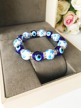 Glass Evil Eye Bracelet, Ceramic Bead Bracelet, Stretchable Bracelet - Evileyefavor