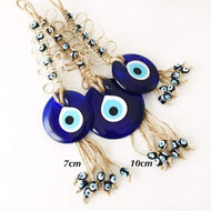 Blue evil eye macrame home decor - Evileyefavor