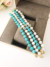 Evil Eye Bracelet, Greek Bracelet, Turquoise White Stone Bead Bracelet - Evileyefavor