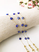 Gold Evil Eye Bracelet Set, Bangle Bracelet, Tiny Evil Eye Bead Bracelet - Evileyefavor