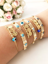 Gold Evil Eye Bracelet, Evil Eye Bangle Bracelet, Gold Charm Bracelet - Evileyefavor