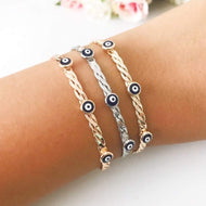 Evil Eye Cuff Bracelet, Blue Greek Evil Eye Bead, Bangle Bracelet - Evileyefavor