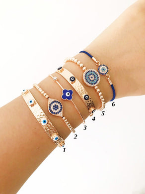 Evil Eye Bangle Bracelet, Rose Gold Bracelet, Greek Evil Eye Jewelry - Evileyefavor