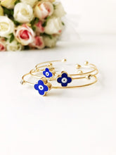 Evil Eye Bangle Bracelet, Rose Gold Bracelet, Greek Evil Eye Jewelry - Evileyefavor
