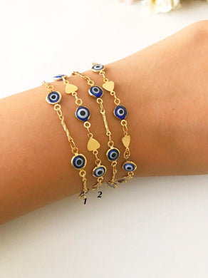 Evil Eye Bracelet, Gold Chain Bracelet, Greek Evil Eye Jewelry - Evileyefavor