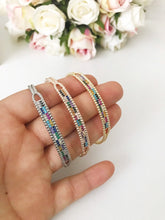 Rainbow Zircon Bangle Bracelet, Rose Gold Silver Cuff Bracelet, Bangles - Evileyefavor