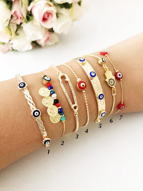 Evil Eye Bracelet, Red Evil Eye Bead, Minimalist Gold Bracelets - Evileyefavor