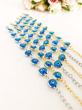 Evil Eye Jewelry, Gold Silver Link Chain Bracelet, Greek Protection Bracelet - Evileyefavor