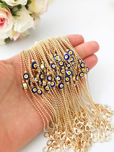 Blue Evil Eye Bracelet, Gold Chain Bracelet, Greek Evil Eye Bracelet - Evileyefavor