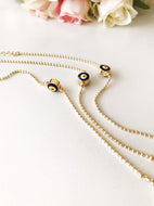 Blue Evil Eye Bracelet, Gold Chain Bracelet, Greek Evil Eye Bracelet - Evileyefavor