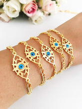 Evil Eye Chain Bracelet, Gold Evil Eye Bracelet, Evil Eye Charm - Evileyefavor