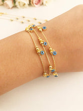 Minimalist Evil Eye Bracelet, Blue Evil Eye Beads, Gold Chain Bracelet - Evileyefavor