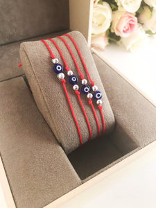 Evil Eye Bead Bracelet, Adjustable Red String Bracelet, Turkish Evil Eye - Evileyefavor