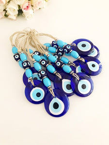Evil eye wall hanging with blue evil eye beads - Evileyefavor