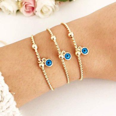 Gold Evil Eye Bangle Bracelet, Blue Evil Eye Bracelet, Gold Cuff Bracelet, Bangles - Evileyefavor