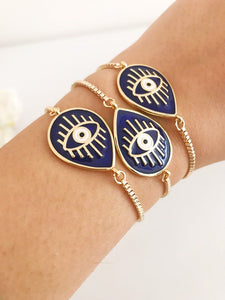 Adjustable Evil Eye Bracelet, Greek Evil Eye Jewelry, Blue White Evil Eye Charm - Evileyefavor