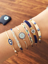 Blue Evil Eye Bracelet Set, Greek Bangle Bracelet, Seed Beads Bracelet - Evileyefavor