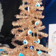Evil Eye Beads, 5 pcs, Christmas Tree Decoration, Blue Gold Evil Eye - Evileyefavor