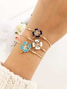 Evil Eye Clover Bracelet, Adjustable Gold Bracelet, Lucky Bracelet - Evileyefavor